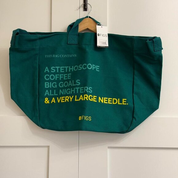 Figs A Very Large Needle Tote in Hunter Green - Picture 6 of 8